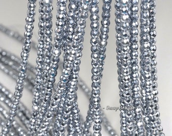 4mm Silver Hematite Gemstone Silver Faceted Round 4mm Loose Beads 16 inch Full Strand (90147045-148)