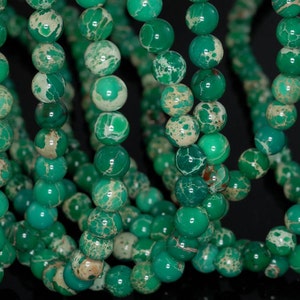 6mm Sea Sediment Imperial Jasper Grass Green Gemstone Round Loose Beads 15.5 inch (90184434-277)