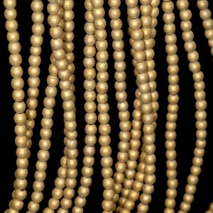 3mm Matte Gold Hematite Gemstone Frosted Gold Round Loose Beads 15.5 inch Full Strand (90182684-397)