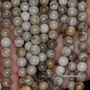 6mm Silver Leaf Jasper Gemstone Round Loose Beads 16 inch Full Strand 90188757-84 image 4