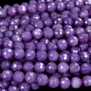 4mm Genuine Natural Lavender Lepidolite Gemstone Grade AAA Purple Micro Faceted Round Loose Beads 15 inch Full Strand (80007175-A246)