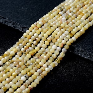 4MM Natural Opal Gemstone Yellow Grade A Micro Faceted Round Beads 15 inch Full Strand (80009426-P32)