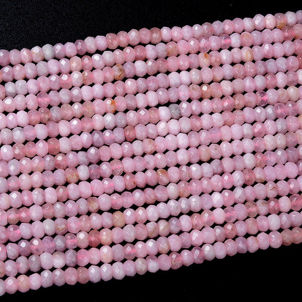 6X4MM Natural Madagascar Rose Quratz Gemstone Faceted Rondelle Loose Beads (D180)