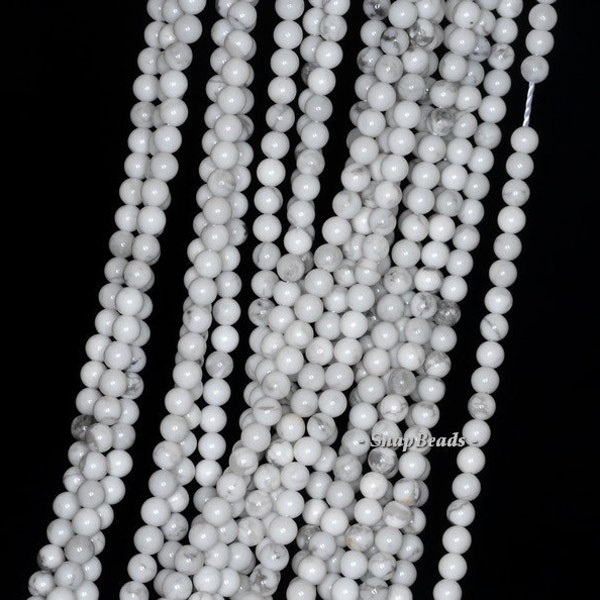 3mm Dovewhite Howlite Gemstone White Round 3mm Loose Beads 16 inch Full Strand (90114032-107 - 3mm A)