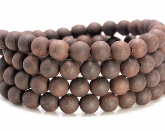 6mm 108PCS Natural Matte Ebony Black Sandalwood Prayer Buddha Mala Meditation Beads Round Loose Beads BULK LOT (80005379-400)