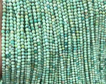 3mm Genuine Peruvian Turquoise Green Gemstone Grade AAA Micro Faceted Round 15.5 inch Full Strand Loose Beads (80007892-A192)