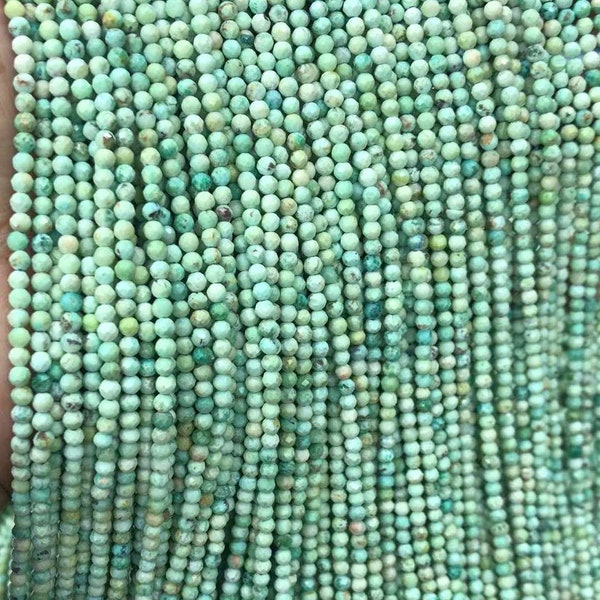 3mm Genuine Peruvian Turquoise Green Gemstone Grade AAA Micro Faceted Round 15.5 inch Full Strand Loose Beads (80007892-A192)