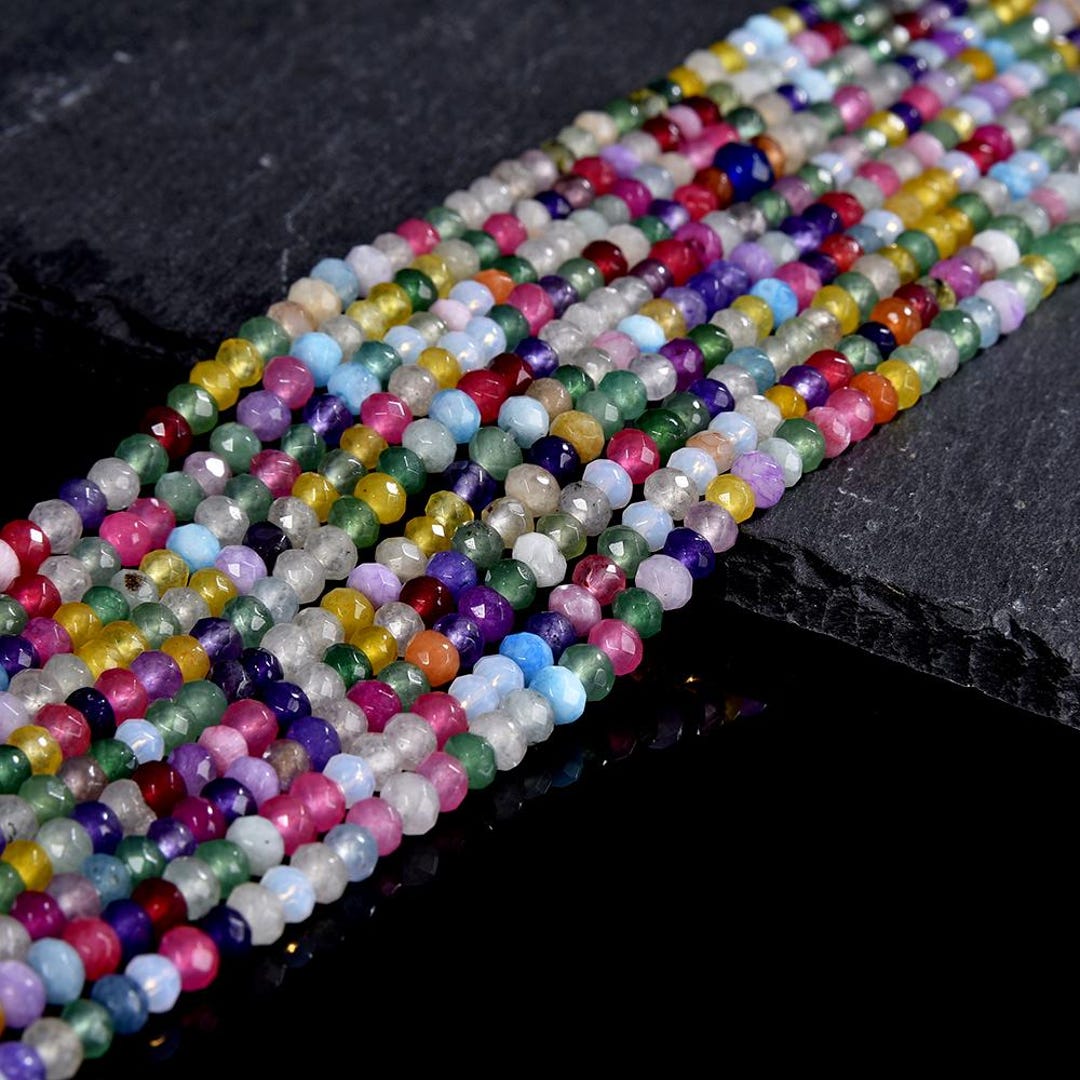 Perlin – Pietra Di Giada Semipreziosa 60 Pezzi 6 X 4 Mm Crema Beige Rondelle Sfaccettate Gioielli Pietra G78 X 3 - Foto 3