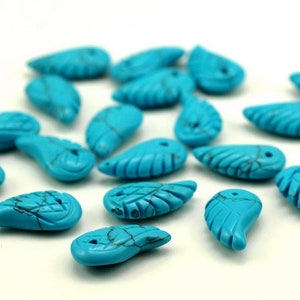 18X10MM  Turquoise Gemstone Carved Angel Wing Beads BULK LOT 2,6,12,24,48 (90187163-001)