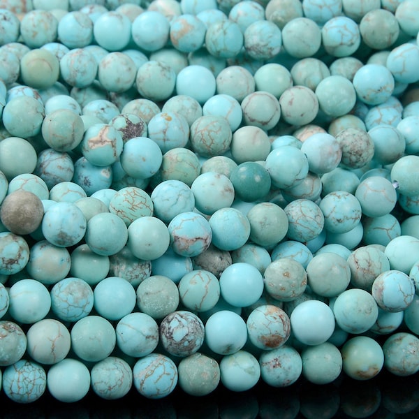 Matte Turquoise Blue Green Gemstone Round 3MM 4MM 6MM Loose Beads 15 inch Full Strand (D294)