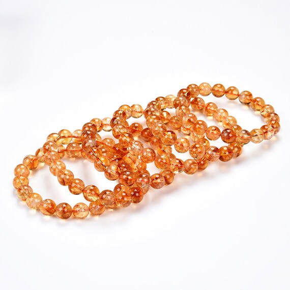 Bracciale citrino in pietra semi-preziosa perle da 8 mm pietra energizzante