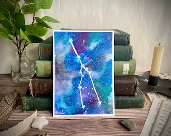 ART PRINT, Taurus Zodiac Print, The Bull Constellation, Watercolor Galaxy Painting, 5x7 Art Print, birthday gift, gift for friend