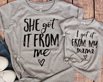 Matching Mother Daughter Outfits, Mom and Baby Matching, Mommy and Me Outfits Mother Daughter Shirts Matching Outfits I got it from my mama
