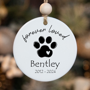 Dog Memorial Ornament Personalized, Custom Dog Ornament, Paw Print Christmas Ornament, Pet Loss Gift, Custom Pet Ornament, Dog Memorial Gift