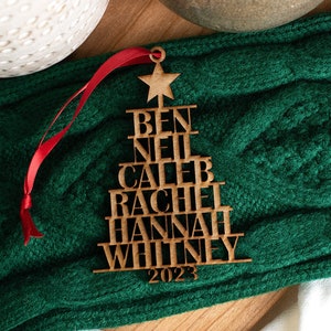 Personalized Family Ornament, Christmas Tree Ornament With Names, Wood Family Christmas Ornament 2025, Custom Ornament Christmas Decor