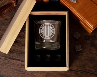 Personalized Whiskey Glass Set With Wooden Box, Custom Whiskey Glasses, Police Retirement Gift for Him, Firefighter Gift Idea