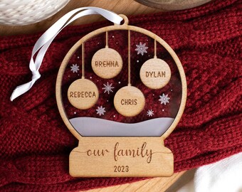 Personalized Snow Globe Ornament, Custom Snow Globe Christmas Ornaments With Names, Ornament Gift For Mom, Custom Family Ornament 2024