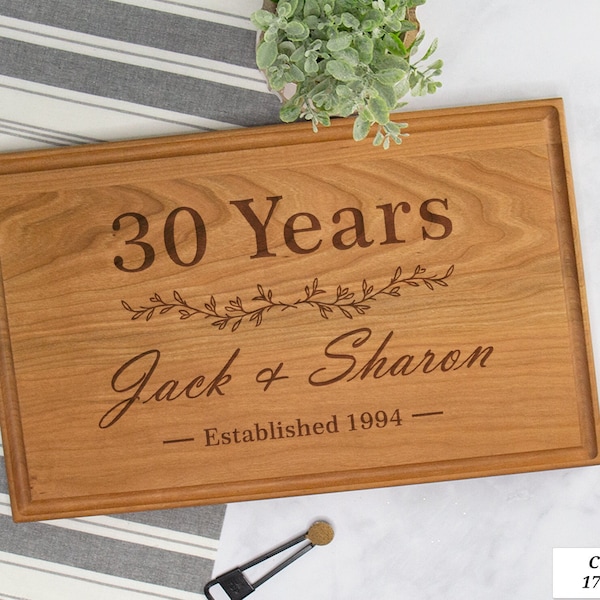 30th Anniversary Cutting Board, 30th Anniversary Gift For Parents, 30 Year Anniversary Gift For Couple, Engraved Cutting Board Anniversary