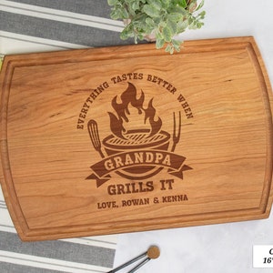 Grandpas Grill Custom Cutting Board, Grandpa Gift From Grandkids, Grandpa Fathers Day Gift, Cutting Board Personalized Gift For Grandpa