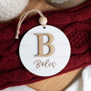 Last Name Ornament Wedding Gift, Family Ornament Personalized, Hanging Ornament, Name Christmas Ornament Gift, Engagement Gift For Couple