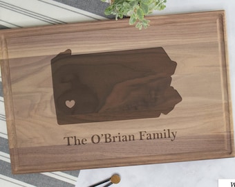 State Charcuterie Board, New State Gift, Cheese Board Personalized Gifts, Last Name Charcuterie Board Engraved, Moving Gift For Neighbor