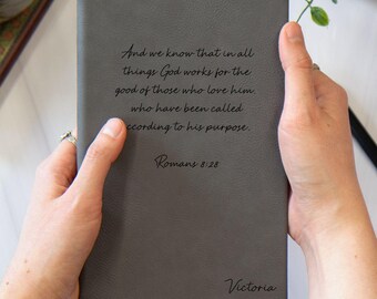 Diario de oración personalizado, cuaderno de cuero vegano, diario con texto personalizado, regalos cristianos, diarios personalizados, regalo cristiano de graduación