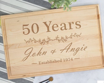 50th Anniversary Charcuterie Board, 50th Anniversary Gifts For Couples, Custom Engraved Charcuterie Board,  50 Year Anniversary Gift