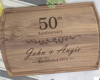 50th Anniversary Cutting Board, Personalized 50th Anniversary Gifts For Parents, Custom Cutting Board Anniversary, 50 Year Anniversary Gift