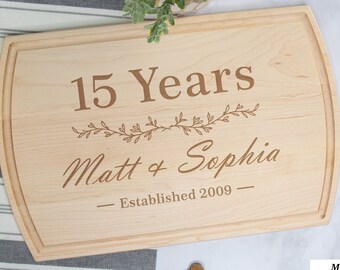 15th Anniversary Cutting Board, Personalized Anniversary Cutting Board, 15 Year Anniversary Gift For A Couple, Anniversary Charcuterie Board