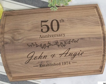 50th Anniversary Charcuterie Board, 50th Anniversary Gifts For Couples, Custom Engraved Charcuterie Board,  50 Year Anniversary Gift
