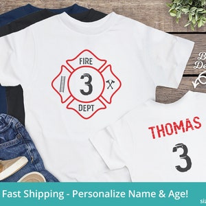 Firefighter Birthday Shirt, Firetruck Birthday Shirt, 3rd Birthday Firefighter Shirt, Fireman Birthday Shirt, Custom 3rd Birthday Shirt Boy