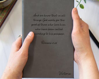 Personalized Prayer Journal, Vegan Leather Notebook, Custom Text Journal, Christian Gifts, Personalized Journals, Christian Graduation Gift