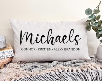 Family Name Throw Pillow Cover, Last Name Pillow, Family Pillow Personalized, Housewarming Gift For New Home, Personalized Pillow With Names