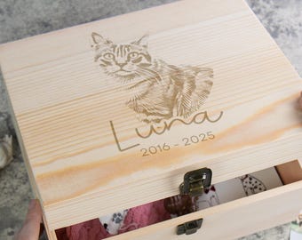 Cat Memorial Gift Keepsake Box, Pet Portrait Memory Box, Pet Memorial Gift Idea, Cat Portrait Pet Loss Gifts, Dog Memorial Gift for Her