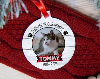 Cat Memorial Ornament With Photo, Loss of Cat Christmas Ornament Personalized, Cat Remembrance Gift, Pet Memorial Ornament, Loss of Cat Gift