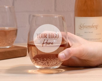 Custom Logo Wine Glasses, Custom Wine Glass, Personalized Stemless Wine Glasses, Etched Logo Wine Glasses, Personalized Wine Glass