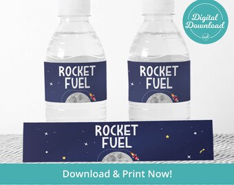 Space Birthday Party Water Bottle Labels DIGITAL DOWNLOAD ...