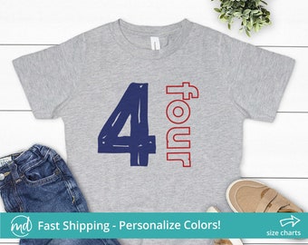 4th Birthday Shirt Boy, Number 4 Birthday Shirt, Four Year Old Birthday Shirt for Boys, Fourth Birthday Shirt Boy, 4th Birthday Boy Shirt