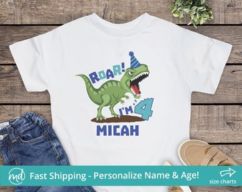 Roar Im Four Shirt, Boys Dinosaur Birthday Shirt 4, Roar Im 4, Personalized 4th Birthday Shirt Dinosaur, Fourth Birthday Dinosaur Shirt
