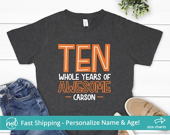 Boys 10th Birthday Shirt, Personalized Birthday Shirt Boys, 10 Year Old Boy Shirt Tenth Birthday Shirt With Name, Kids Custom Birthday Shirt