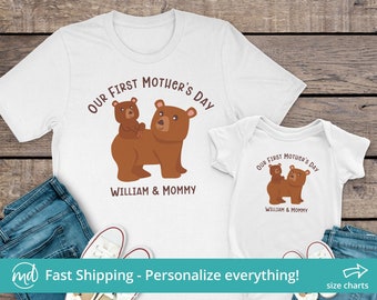 Personalized Mommy And Me Shirts, Matching Mothers Day Shirts With Bears, 1st Mothers Day Gift Ideas, First Mothers Day Shirts Matching