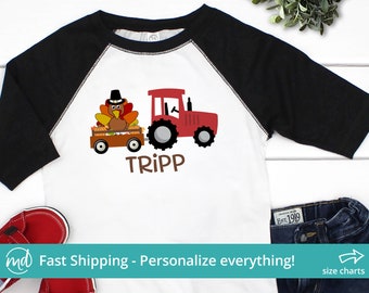 Boys Thanksgiving Shirt Boy Toddler Boy Thanksgiving Outfit, Personalized Thanksgiving Shirts For Boys, Tractor