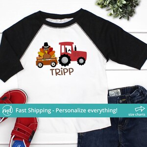Boys Thanksgiving Shirt Boy Toddler Boy Thanksgiving Outfit, Personalized Thanksgiving Shirts For Boys, Tractor