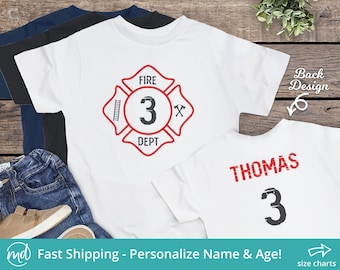 Firefighter Birthday Shirt, Firetruck Birthday Shirt, 3rd Birthday Firefighter Shirt, Fireman Birthday Shirt, Custom 3rd Birthday Shirt Boy