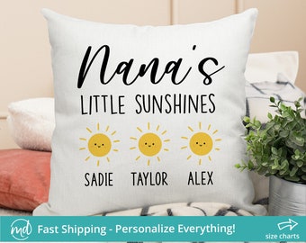 Nanas Little Sunshines Pillow, Nana Pillow, Mothers Day Gift For Nana, Pillow With Grandkids Names, Personalized Nana Gifts, Grandma Gifts