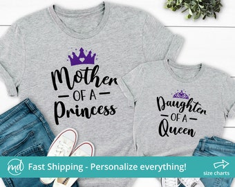 Mommy and Me Outfits, Mommy and Me Shirts, Mother Daughter Shirts, Mother Daughter Matching Outfit, Mother of a Princess Daughter of a Queen