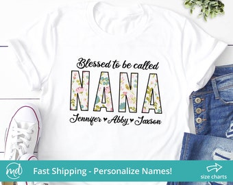 Personalized Nana Christmas Gift, Blessed To Be Called Nana Shirt With Grandkids Names, Nana Gift From Grandkids, Christmas Gift For Nana