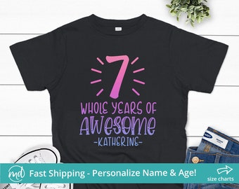 Girls 7th Birthday Shirt, 7th Birthday Shirt Girl, Seventh Birthday Girl Shirt, 7 Year Old Girl Birthday Shirt, Personalized Birthday Shirt
