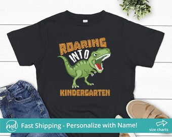 Roaring Into Kindergarten Shirt, 1st Day of Kindergarten Shirt Personalized, Dinosaur Back To School Shirt First Day Of Kindergarten Shirt
