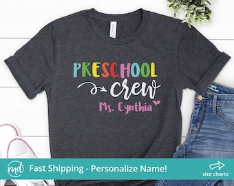 Preschool Crew Shirt, Personalized Preschool Teacher Shirts, Preschool Team Shirts, PreK Teacher Shirt Custom Preschool Teacher Gift Idea